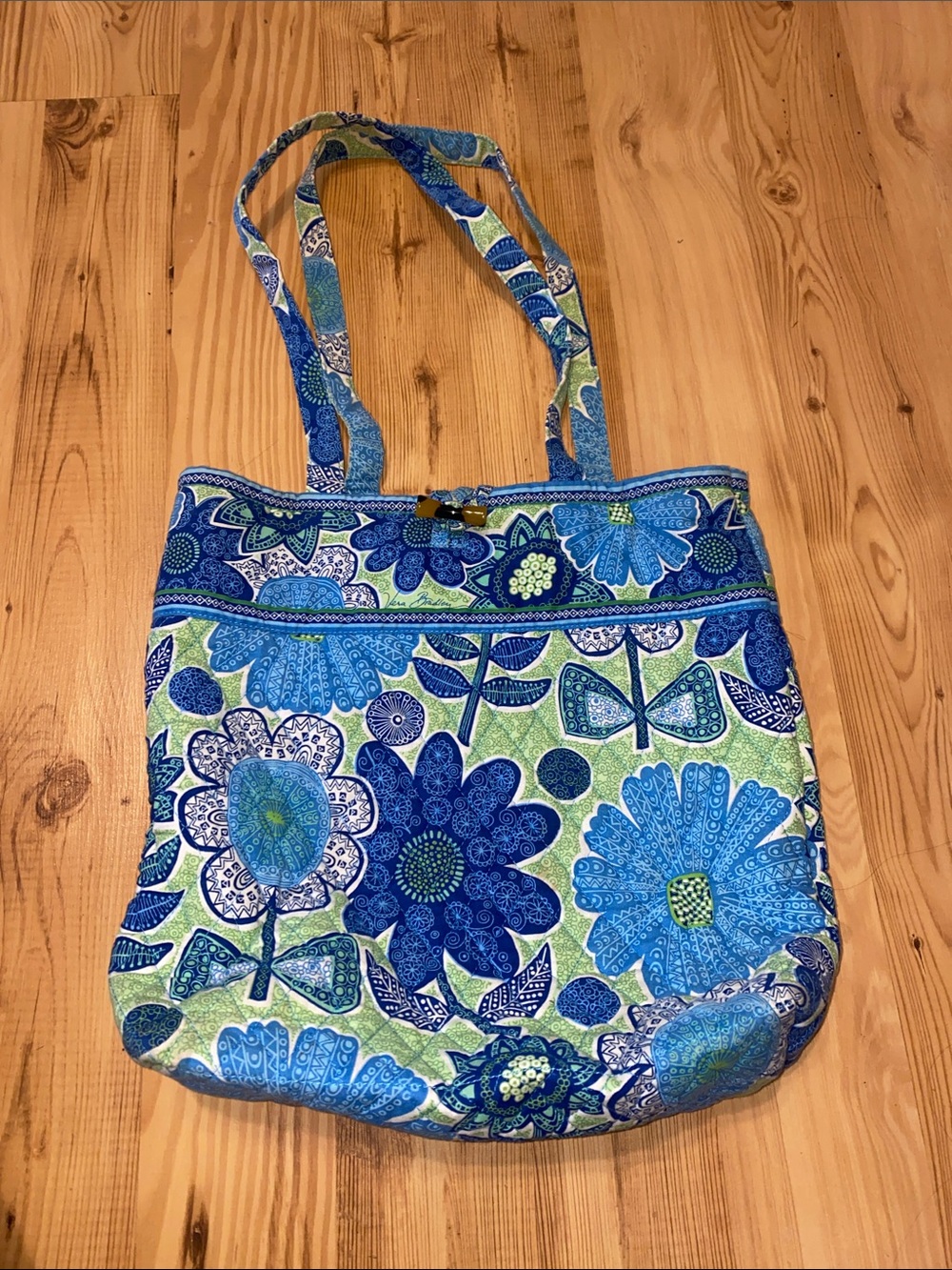 Vera Bradley Blue & Green Floral Quilted Tote